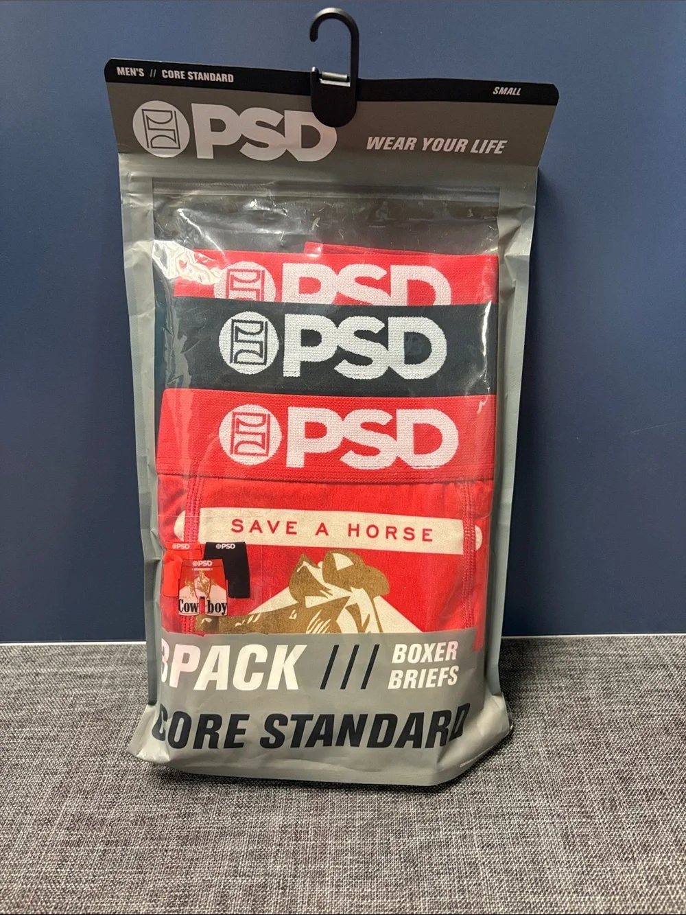 PSD Men’s Red Core Standard Boxer Briefs - 3 Pack red horse rider black new
